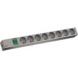 Bachmann BM-333.400 IT PDU Basic Aluminum 1U Πολύπριζο 8 Θέσεων με Διακόπτη και Καλώδιο 2m