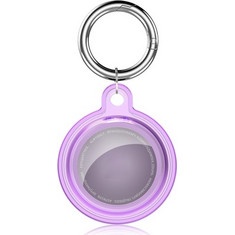 Θήκη σιλικόνης για AirTag Crystal Clear Shockproof με μπρελόκ Purple