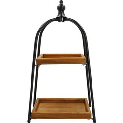 Ορντεβιέρα Διώροφη 012.862482511 39x22x71,5cm Black-Natural Ξύλο,Μέταλλο