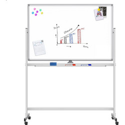 TECHLY ICA-WH 90120W Μαγνητικός πίνακας διπλής όψης 90x120 cm με ρόδες