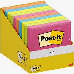 Αυτοκόλλητα Χαρτάκια Post-It 3M 654 6820-col-w10 76x76 (100φ) Neon Χρώματα (Τυχαιά Επιλογή Χρωμάτος)