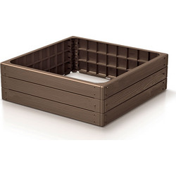 PROSPERPLAST IBWS-7587U - PROSPERPLAST Παρτέρι για περίφραξη κήπου πλαστικό 756x756x250mm Καφέ IBWS-7587U