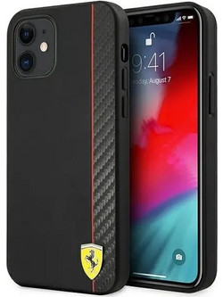 Ferrari On Track Carbon Stripe iPhone 12 mini Θήκη Black (FESAXHCP12SBK)