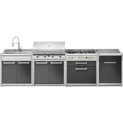 Steel Cucine Swing 9SK9BQCTRB34063AN Σύνθεση Κουζίνας Εξωτερικού Χώρου με Ψυγείο, BBQ και Πλατό 6 Εστιών