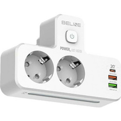 Beline πολύπριζο με LED φωτισμό 2xUSB-A/USB-C/2xAC λευκό