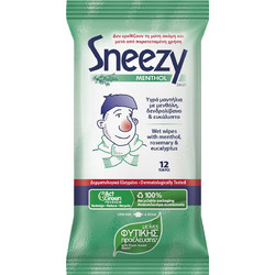 ΜΕΓΑ Sneezy Menthol Max Υγρά Μαντηλάκια για το Κρυολόγημα 12τμχ