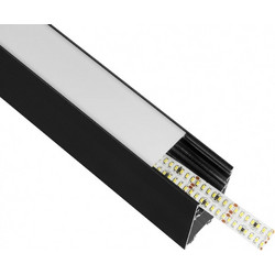 GLOBOSTAR ALP-LINEAR LUMILINE 61764-3M Επιφανειακό / Κρεμαστό / Επιτοίχιο Προφίλ Αλουμινίου με Λευκό Γαλακτερό Πατητό Κάλυμμα για Ταινίες LED IP20 - Μαύρο Ματ - Μ300 x Π3.5 x Υ7cm
