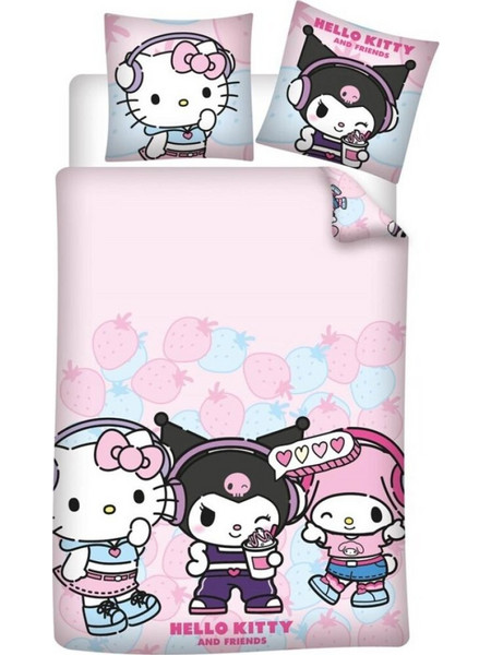 HELLO KITTY - Hello Kitty and Friend - Duvet Cover 140x200cm + 65x65cm