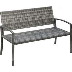 Πάγκος κήπου Outsunny, σε εμφάνιση Rattan, με ατσάλινο σκελετό, για 2 άτομα, Καφέ, 122 x 60 x 87cm