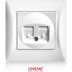 Lineme Διπλή Πρίζα Δικτύου RJ45 με Πλαίσιο Τύπου Cat6 σε Λευκό Χρώμα 50-00130-1