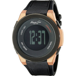 Kenneth Cole Ψηφιακό Ανδρικό Ρολόι Χρονογράφος με Μαύρο Δερμάτινο Λουράκι 10022939