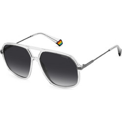 Polaroid Eyewear PLD6182/S 900/WJ Ανδρικά Γυαλιά Ηλίου Aviator Κοκάλινα Μεταλλικά Ασημί Διαφανή με Μαύρο Polarized Φακό