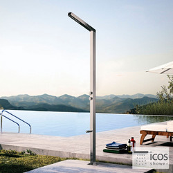 Icos Shower TERA Inox Στήλη Nτους Εξωτερικού Χώρου 2 Εξόδων, Χωρίς Ανάμιξη, Από Ανοξείδωτο Χάλυβα, 210εκ