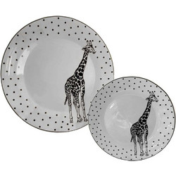 Πιάτα Γλυκού Africa (Σετ 7Τμχ) 028891 30x30x3cm White-Black Bone China