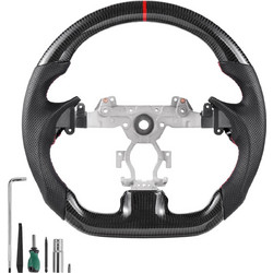 VEVOR Τιμόνι Ανθρακονήματος D-Shape Flat-Bottom με Δερμάτινη Λαβή για Infiniti G37 (2007-2013) QCFXPZYYFNDG24LP6001V0