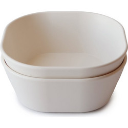 Mushie Τετράγωνα Μπολ Ivory 2τμχ