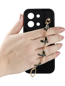 Volte-Tel Silicon TPU with Strap Θήκη Xiaomi Poco C85 4G / Redmi 15C 4G Black Butterflies