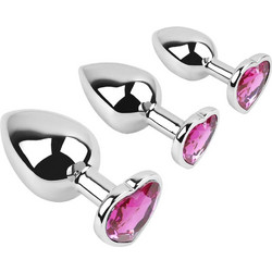 Anal Plug 3pcs/set Heart Pink S/M/L