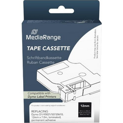 Ετικέτες Γενικής Χρήσης Mediarange (Dymo(R) D1/45021/S0720610) 12mm, 7m, Laminated and Permanent Adhesive, White on Black Λευκό κείμενο σε μαύρο φόντο