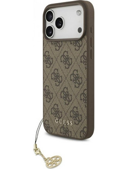 Guess 4G Charm Case Θήκη Δερματίνης με Κρεμαστό Στολίδι για iPhone 17 Pro Max Καφέ