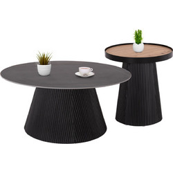 HomeMarkt Duncan Τραπεζάκια Ζιγκόν Σαλονιού Στρογγυλά Ξύλινα 2τμχ Φ80xΥ45cm HM21081