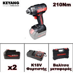 Keyang ID18BLA Παλμικό Κατσαβίδι Μπαταρίας Brushless 18V Solo 2x5Ah