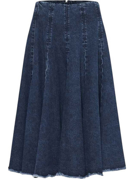 Funky Buddha Μίντι Φούστα Τζιν Ψηλόμεση Πλισέ Navy Μπλε FBL012-163-14