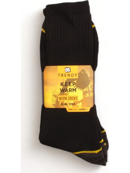 Trendy Work Socks Βαμβακερές Ανδρικές Κάλτσες Μαύρες 3Pack BM412