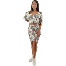 Set Top/Φούστα Σατέν Floral - Λευκό