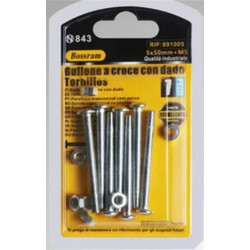 Σετ Βίδες Σταυρού με Παξιμάδια 5x50mm + M5 Σετ 7 τμχ Bossram 991005