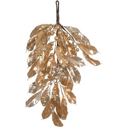 Χριστουγεννιάτικο Κλαδί Δάκρυ Με Γκι 26219 70cm Gold