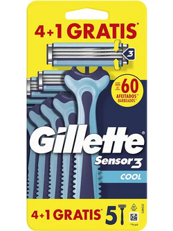 Gillette Sensor 3 Cool Ξυραφάκι μιας Χρήσης με 3 Λεπίδες & Λιπαντική Ταινία 5τμχ