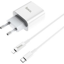 Hoco Φορτιστής με Θύρα USB-C και Καλώδιο USB-C - Lightning 30W Power Delivery / Quick Charge 3.0 / Quick Charge 2.0 Λευκός (C76A Pro)