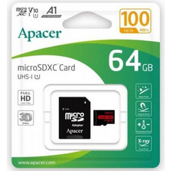 Apacer R100 microSDXC 64GB Class 10 U3 V30 UHS-I A2 + Adapter