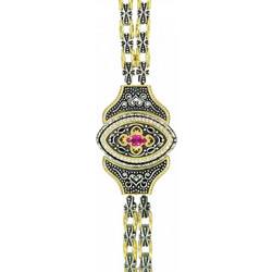 Βραχιόλι Anastasios Creations ασήμι 925 βυζαντινό με κόκκινο ζιργκόν FB227
