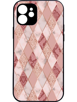 CUSTOM Marblre Pink Rhombus - iPhone 14 Pro Premium σκληρή θήκη (πλαστικό υψηλής ποιότητας, high definition colors)
