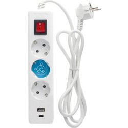 Πολύπριζο GSC 3 Θέσεων με Διακόπτη, Θύρες 1xUSB A, 1xUSB C & Καλώδιο 1.4m (3 x 1.5mm) Λευκό