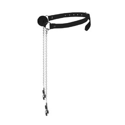 Ouch! Breathable Ball Gag with Nipple Clamps