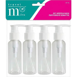 Μπουκαλάκια ταξιδίου με αντλία set 4pcs Milva