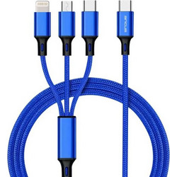 Ancus Καλώδιο Φόρτισης USB-C 3 Σε 1 Micro-USB - USB-C - Lightning 3.0A Με Braided Καλώδιο Flow Plus E54 Μπλε 1m 094859