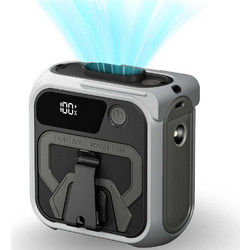 Techsuit - Premium Portable Mini Fan (Z13) - with Power Bank, Rechargeable, 5 Wind Speeds, Belt Buckle, 10000mAh - Gray