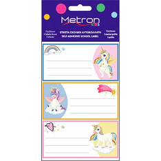 METRON KIDS ΕΤΙΚΕΤΑ ΣΧΟΛΙΚΗ ΑΥΤΟΚΟΛΛΗΤΗ BLISTER 3/ΦΥΛΛΟ 3 ΦΥΛΛΑ 40x72mm ΜΟΝΟΚΕ