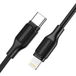 Borofone BX42 Encore silicone PD charging data cable for Lightning 1m Black Μαύρο
