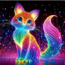 Olympus Diamond Painting Kitten in the colors of the rainbow - Ψηφιδωτό Μωσαικό Γατούλα στα χρώματα του ουράνιου τόξου 50Χ40