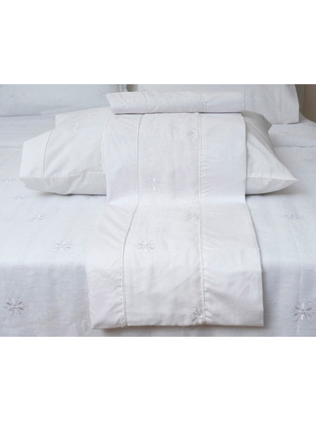 Σεντόνια Νυφικά Υπέρδιπλα Σετ Wedding Time 1019 White Cotton Viopros (240x260) 4Τεμ