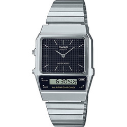 Casio Vintage Ανδρικό Ρολόι Χρονογράφος με Ασημί Μεταλλικό Μπρασελέ AQ-800E-1AEF