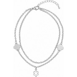 Ghetto Stainless Steel Clover Anklet - Silver | 21cm + 5cm Extension