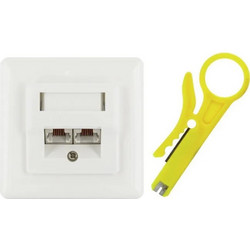Schwaiger Διπλή Πρίζα Δικτύου RJ45 με Πλαίσιο Τύπου Cat6 σε Λευκό Χρώμα TDU2628532