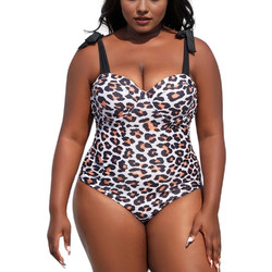 WILD CONFIDENCE Plus Size Ολόσωμο μαγιό με λεοπάρ σχέδιο και ρυθμιζόμενες τιράντες