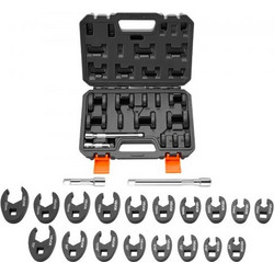 VEVOR Crowfoot Wrench Set, 3/8" Drive, 20 Piece Metric and SAE Size Flare Nut Crows Foot wrenches, 40Cr Alloy Steel, με θήκη αποθήκευσης, σήμανση διπλού μεγέθους σε εργαλεία και θήκη, για αυτόματη συν